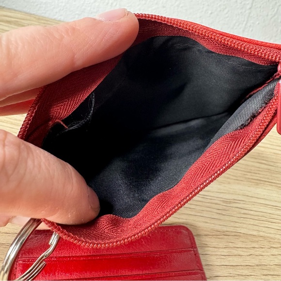 Buxton Genuine Leather Red Zipper Wallet with Removable Card‎ Sleeve ID Windows - Picture 4 of 11